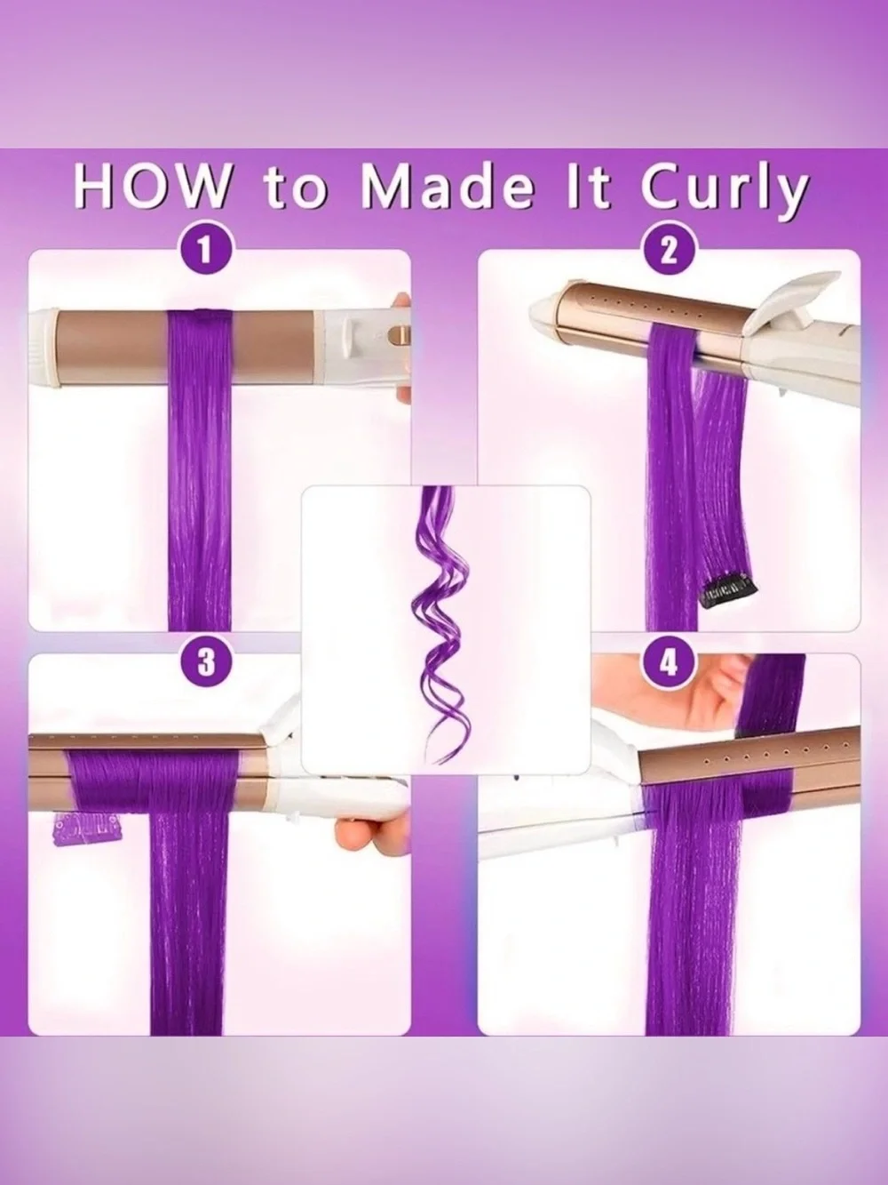 💞 New 6 Pack of 22” Purple Synthetic Clip In Hair Extensions